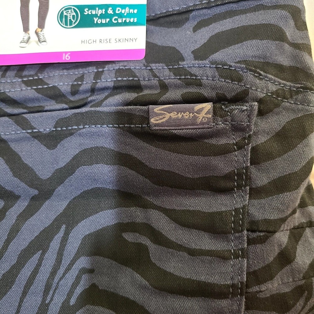 Seven7 Curvy Jean High Rise Skinny Sculpt Define Blue Zebra Plus Size 16 Stretch